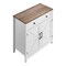 Grey Farmhouse Coffee Bar Cabinet with Drawer and 2 Barn Doors Sideboard